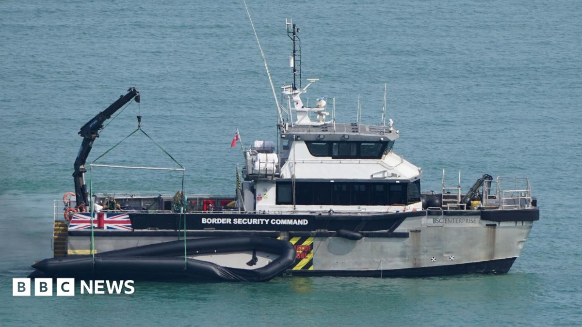 A Border Force boat with a dinghy
