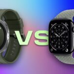 Two smartwatches against a purple background, separated by the text "VS"