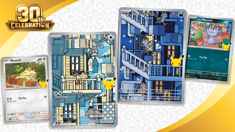 Meowth and Alolan Meowth Revealed for Pokémon TCG 30th Celebration