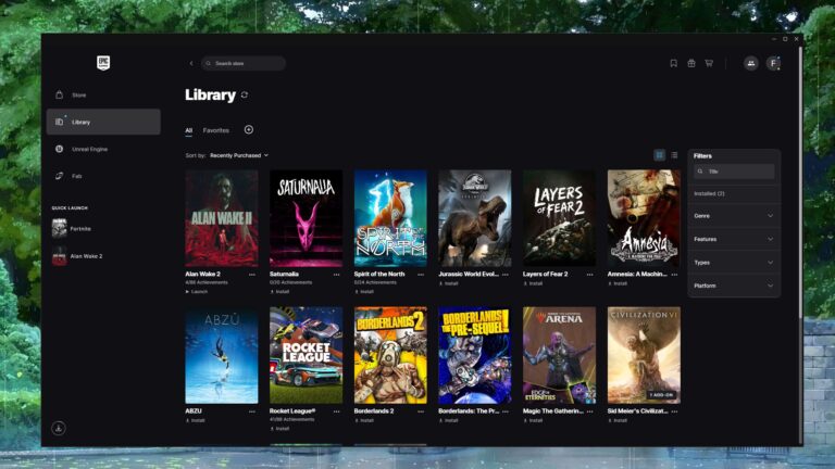 A screenshot of my very own Epic Games Launcher library (- Jacob F)