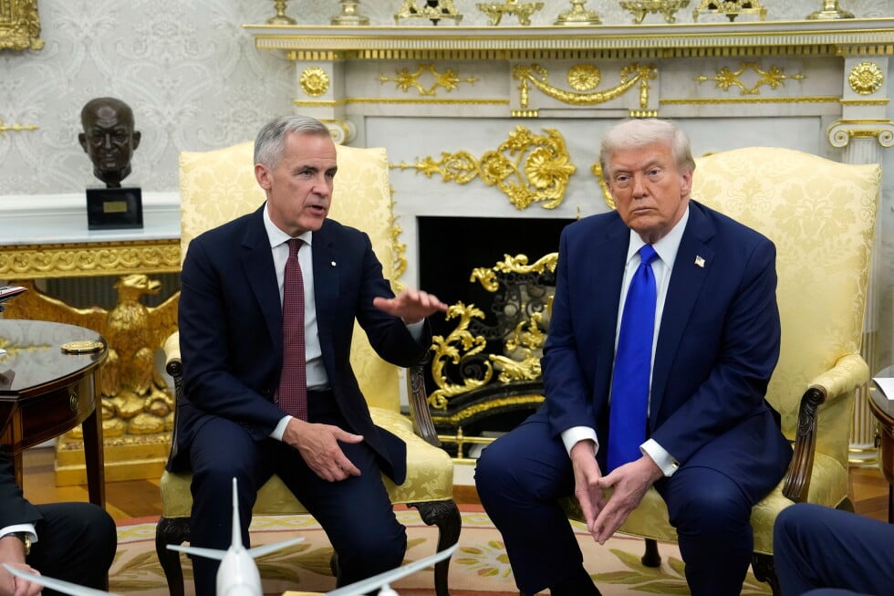 Canada Prime Minister Mark Carney and President Donald Trump hold a press conference at the White House in Washington, D.C