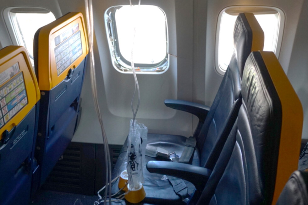 This undated photo provided by the National Transportation Safety Board on Thursday, Aug. 13, 2026, shows the shattered