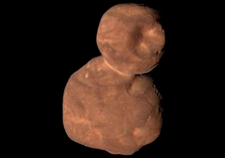 Enhanced-colour New Horizons image of the two-lobed Kuiper Belt object Arrokoth