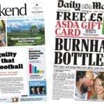 Newspaper headlines: 'Verdicts that rocked football' and 'Burnham bottles it'