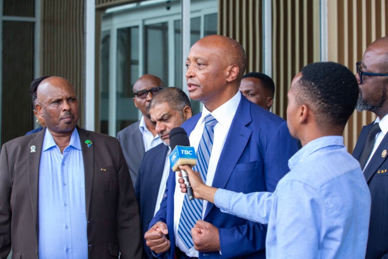CAF President Dr Patrice Motsepe pays courtesy visit to Tanzania Head of State HE Samia Suluhu Hassan in Dar Es Salaam to