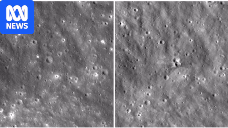 side-by-side view of the moon before and after the space-x crash