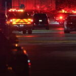CHATSWORTH, CA - SEPTEMBER 15: Police investigate a helicopter crashed and burst into flames Tuesday night in Chatsworth not