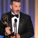 EXCLUSIVE - Jimmy Kimmel accepts the Emmy for Outstanding Host for a Game Show for "Who Wants To Be A Millionaire" during