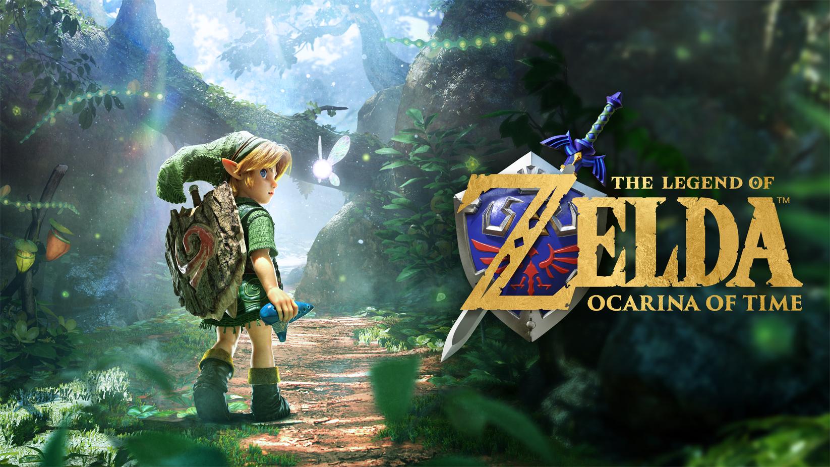 young link looking back over his shoulder while entering a forrest