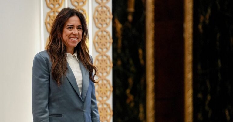 Minister of State at the Ministry of Foreign Affairs of the United Arab Emirates Lana Nusseibeh attends a meeting in Manama