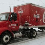 Coca-Cola Delivery Truck in Winter Conditions