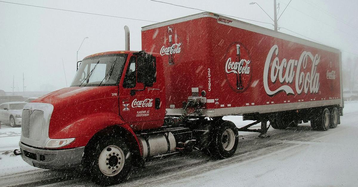 Coca-Cola Delivery Truck in Winter Conditions