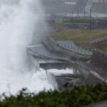 Waves generated by Typhoon Champi crash against a seawall in Keelung, Taiwan, October 23, 2026. REUTERS/Ann Wang