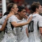 The All Whites celebrate a goal against China. Photo / Photosport