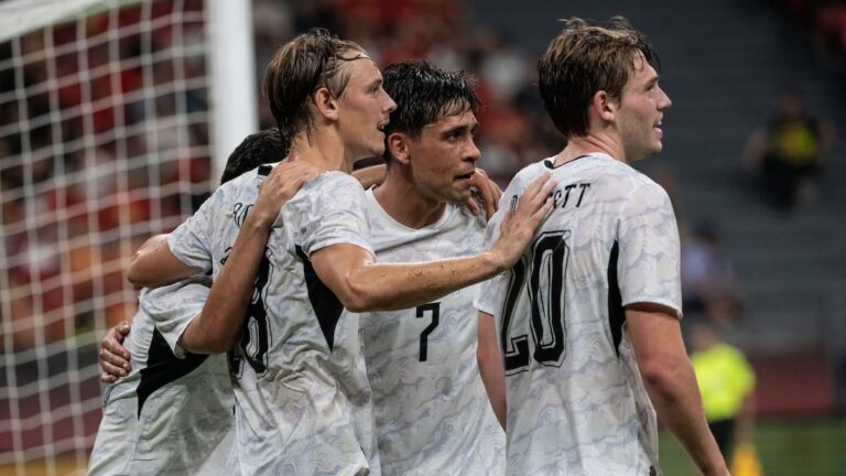 The All Whites celebrate a goal against China. Photo / Photosport