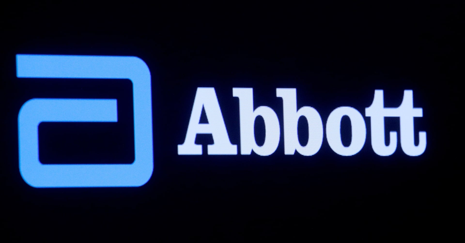 Abbott Laboratories logo is displayed on a screen at the New York Stock Exchange (NYSE) in New York City, U.S., October 18