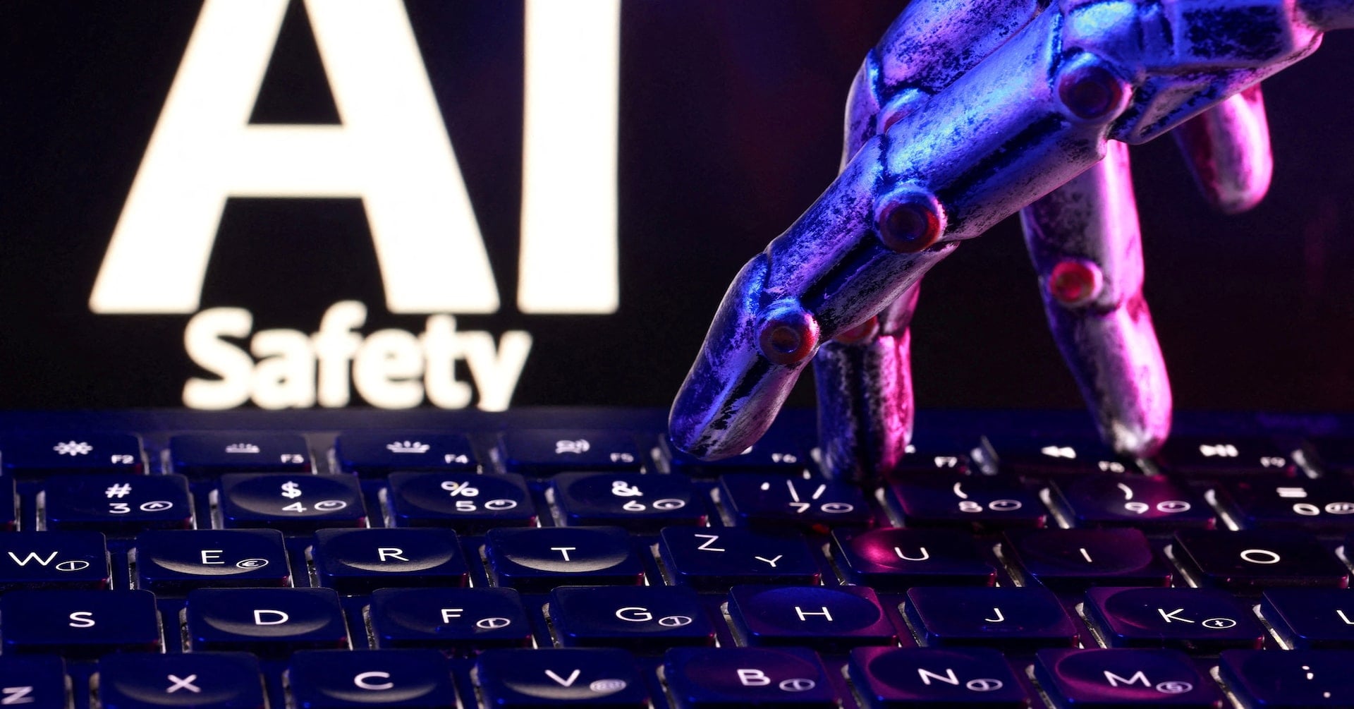 The words "AI Safety", a keyboard and a robotic hand in this illustration taken September 23, 2026. REUTERS/Dado