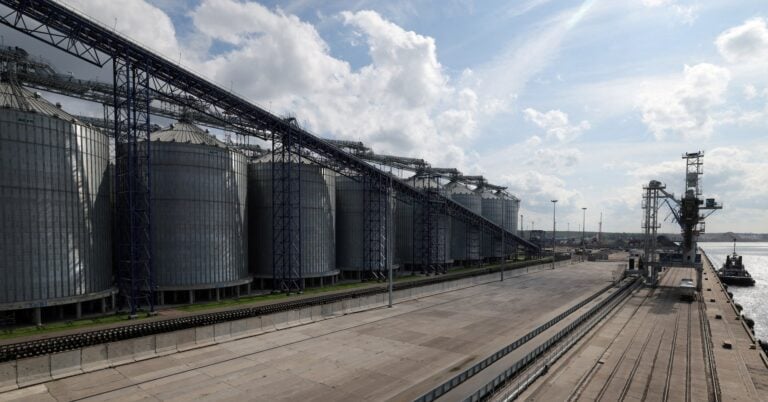 A general view shows a grain terminal in the Baltic Sea port of Vysotsk in the Leningrad region, Russia August 21, 2024