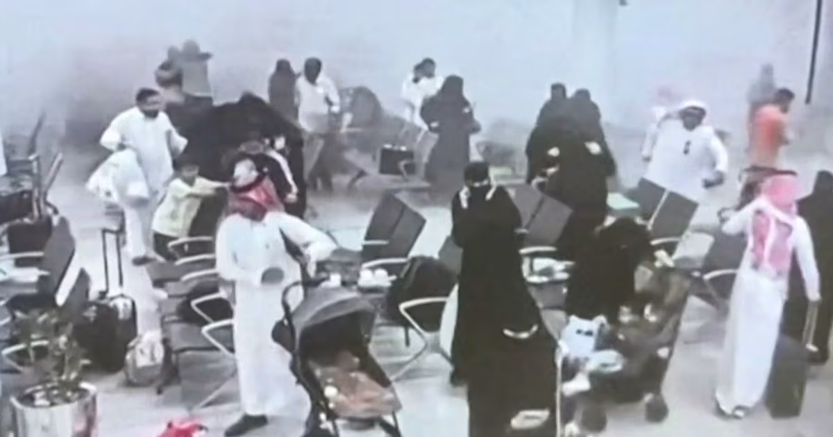 The aftermath of the Houthi attack on Abha International Airport on October 7. AFP