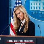 Katie Zacharia inside the White House during a press briefing on 13 October