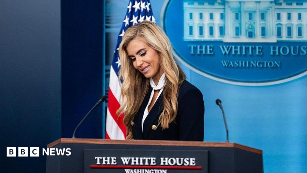 Katie Zacharia inside the White House during a press briefing on 13 October